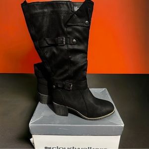 Black Moto boot wide width and wide calf size 9 tall boots